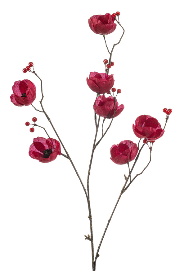 Artificial poppies - 1 stem - Burgundy